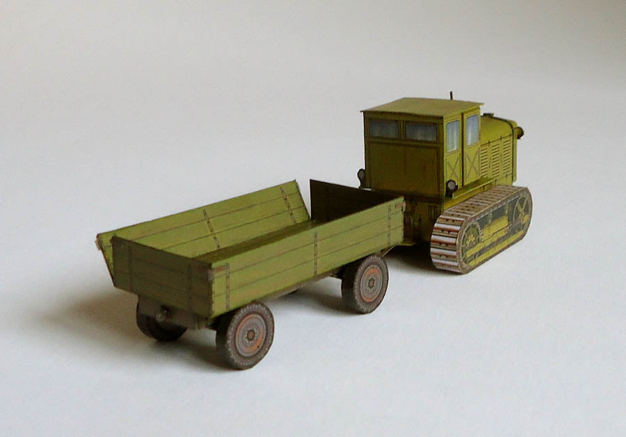 Soviet artillery tractor S-65 Stalinetz with trailer