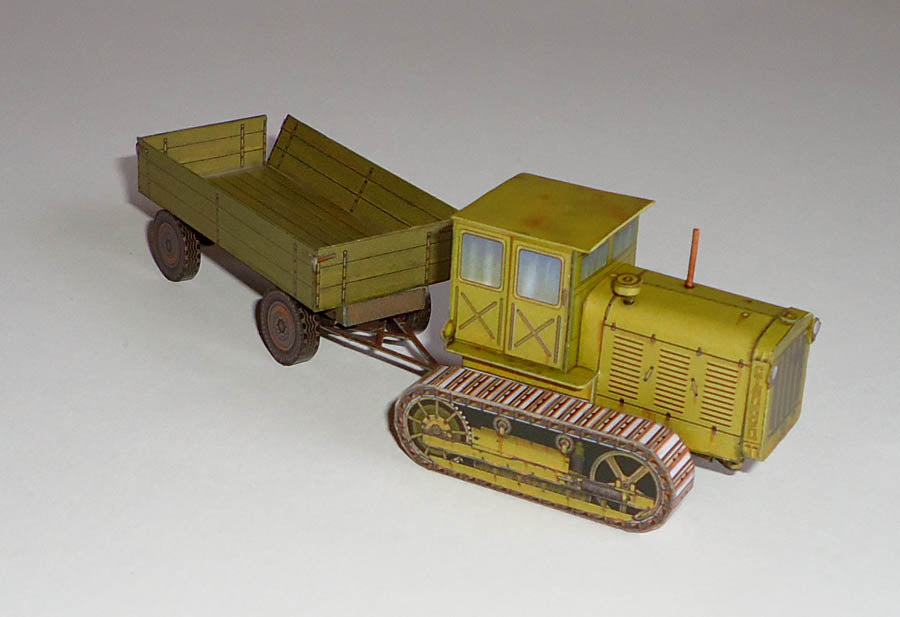 Soviet artillery tractor S-65 Stalinetz with trailer