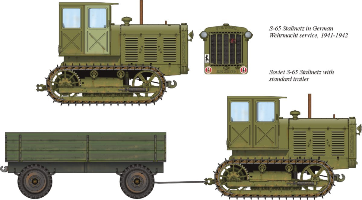 Soviet artillery tractor S-65 Stalinetz with trailer