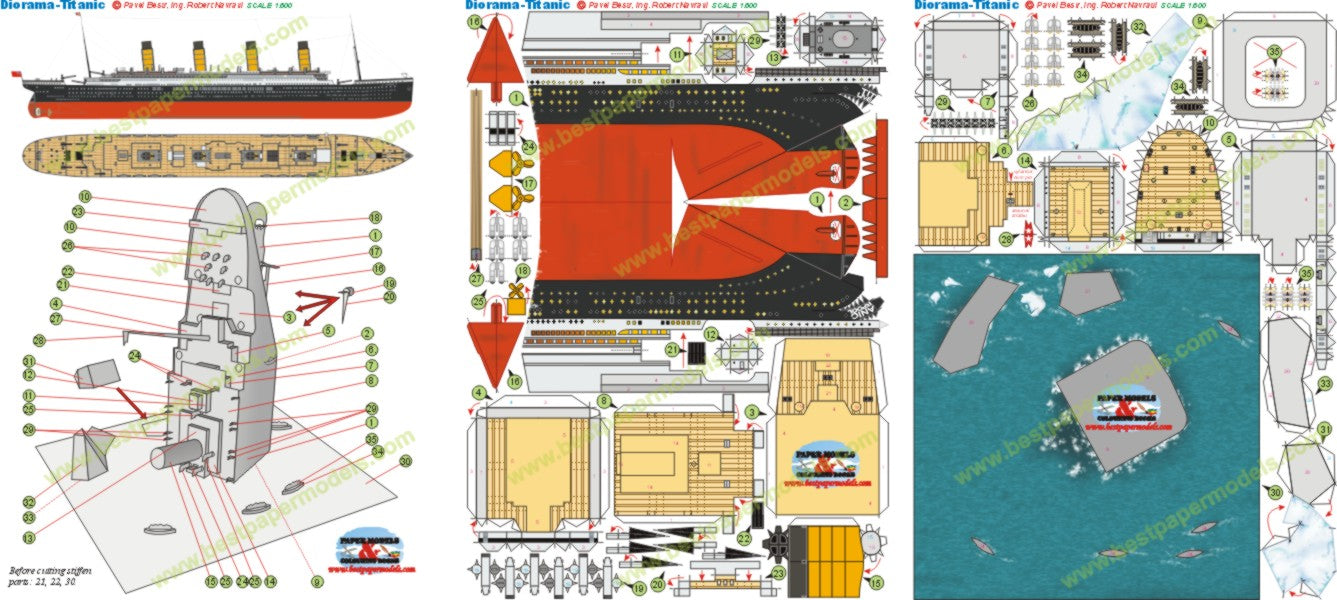 Diorama Sinking Titanic Papercraft ship Lobster's Papercrafts